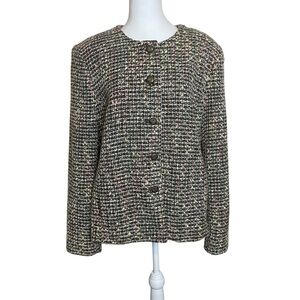 Vintage Koret Textured Boucle Tweed Button Lined Plaid Blazer‎ 14 Career Office